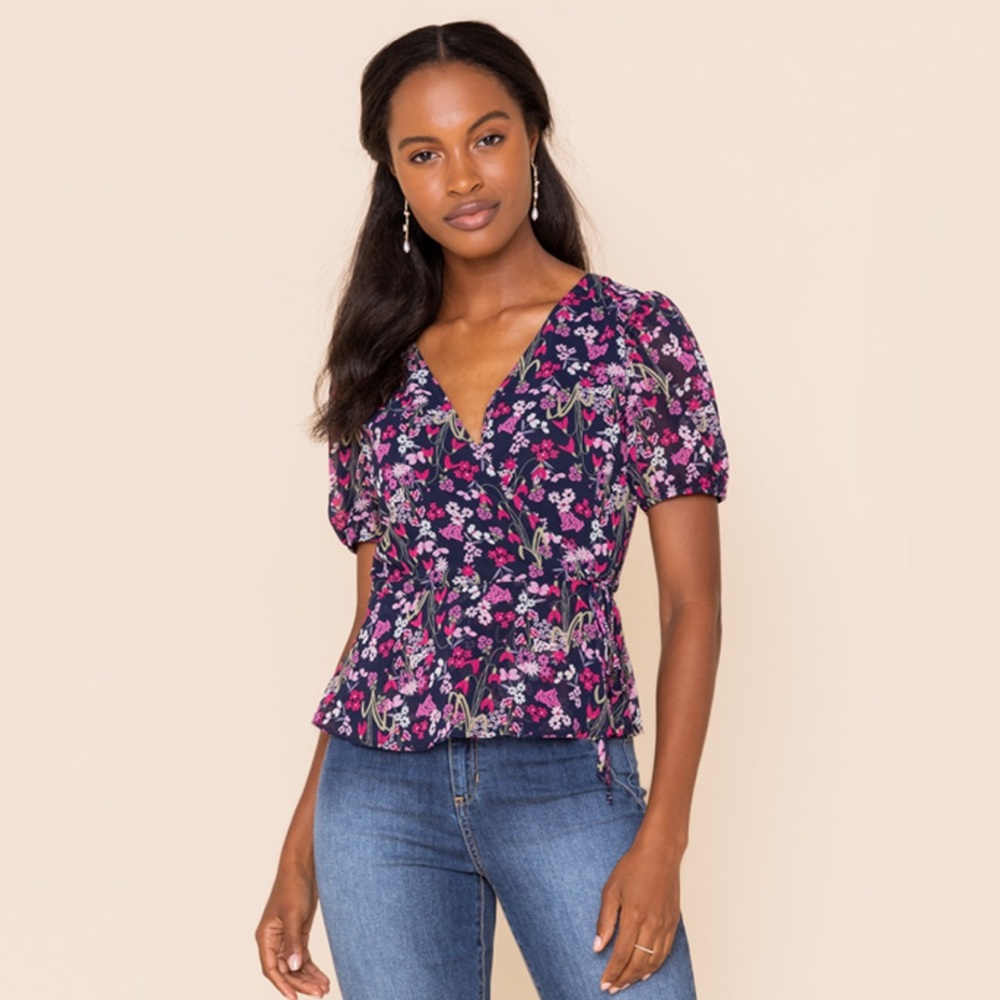 Francesca Floral Purple Wrap Blouse